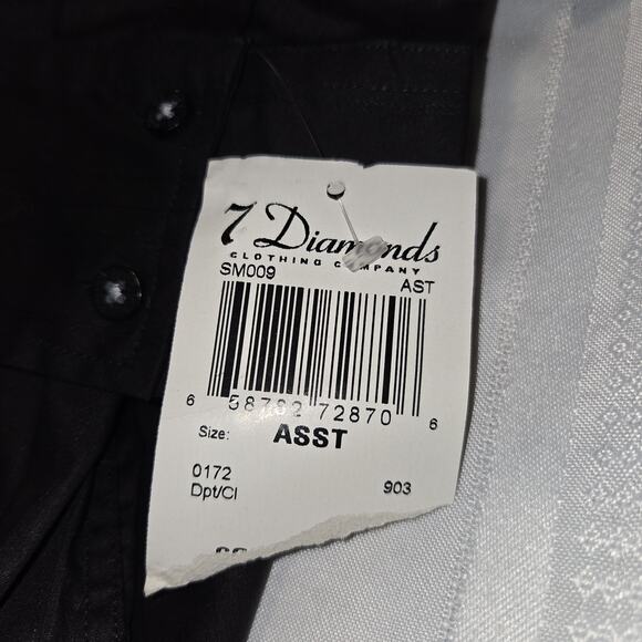 7 Diamonds Mens Black Shirt XL Embroidered Contrast Stitch Western Button Up - Picture 7 of 16